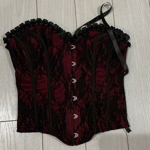 Gothic Black and Red Lace Corset